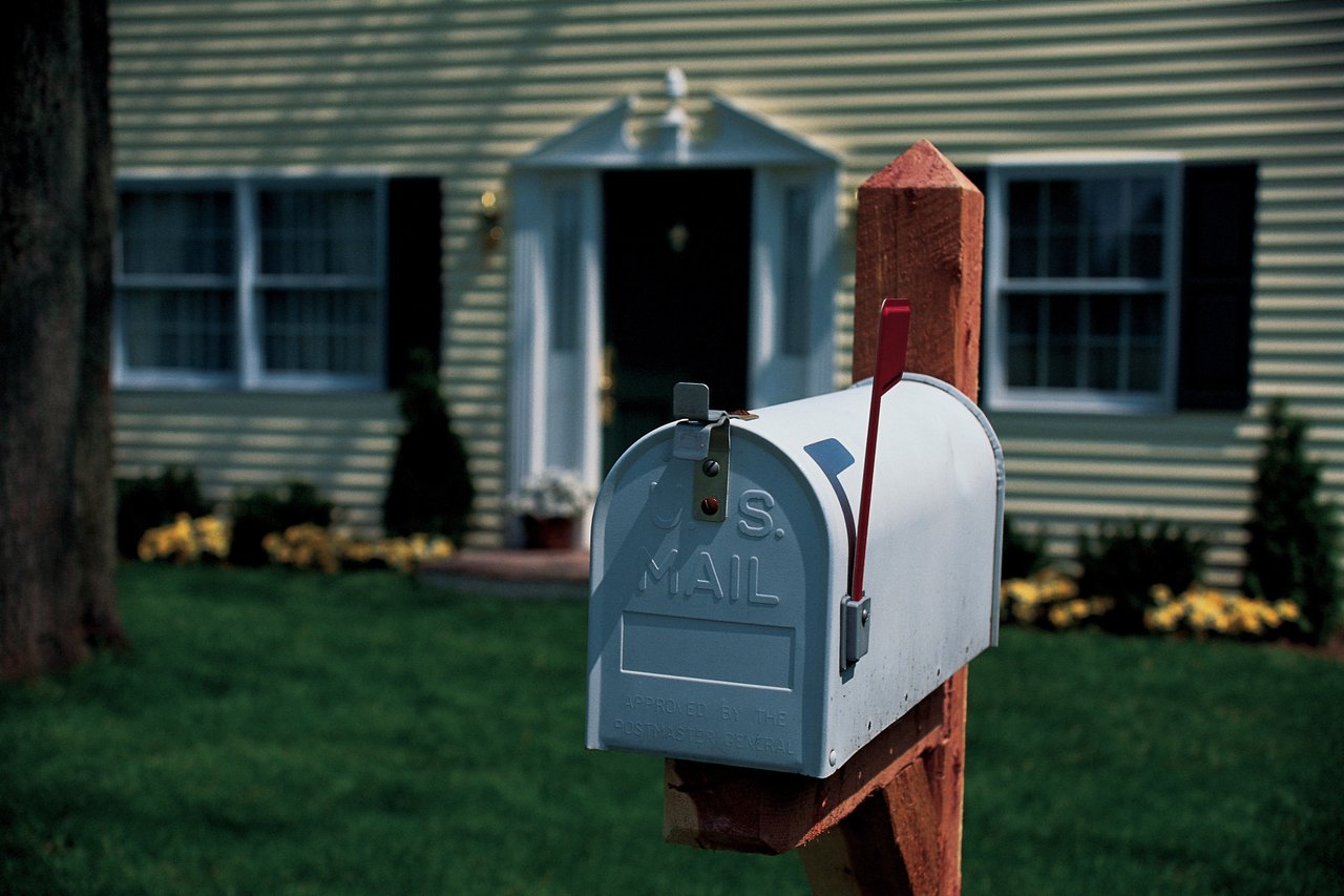 mailbox with flag upright