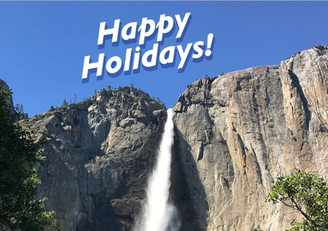 Happy Holidays! Above Yosemite Falls in Yosemite National Park, California