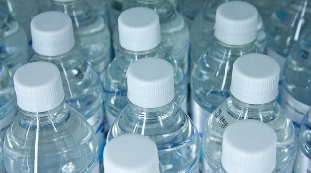 Rows of bottled water