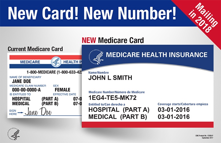 Picture of the new Medicare card as compared to the old one with the text 